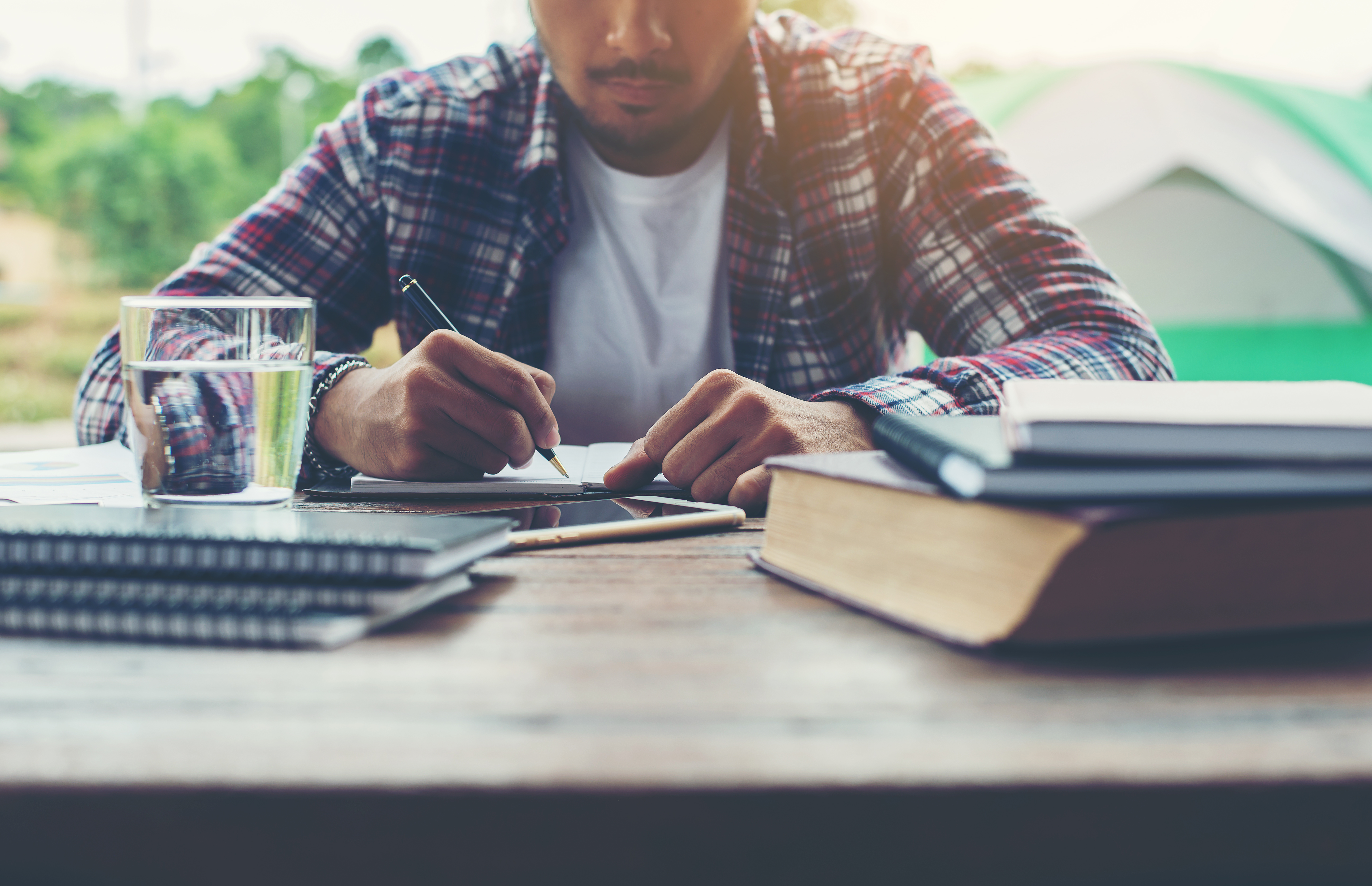 An author working on a manuscript